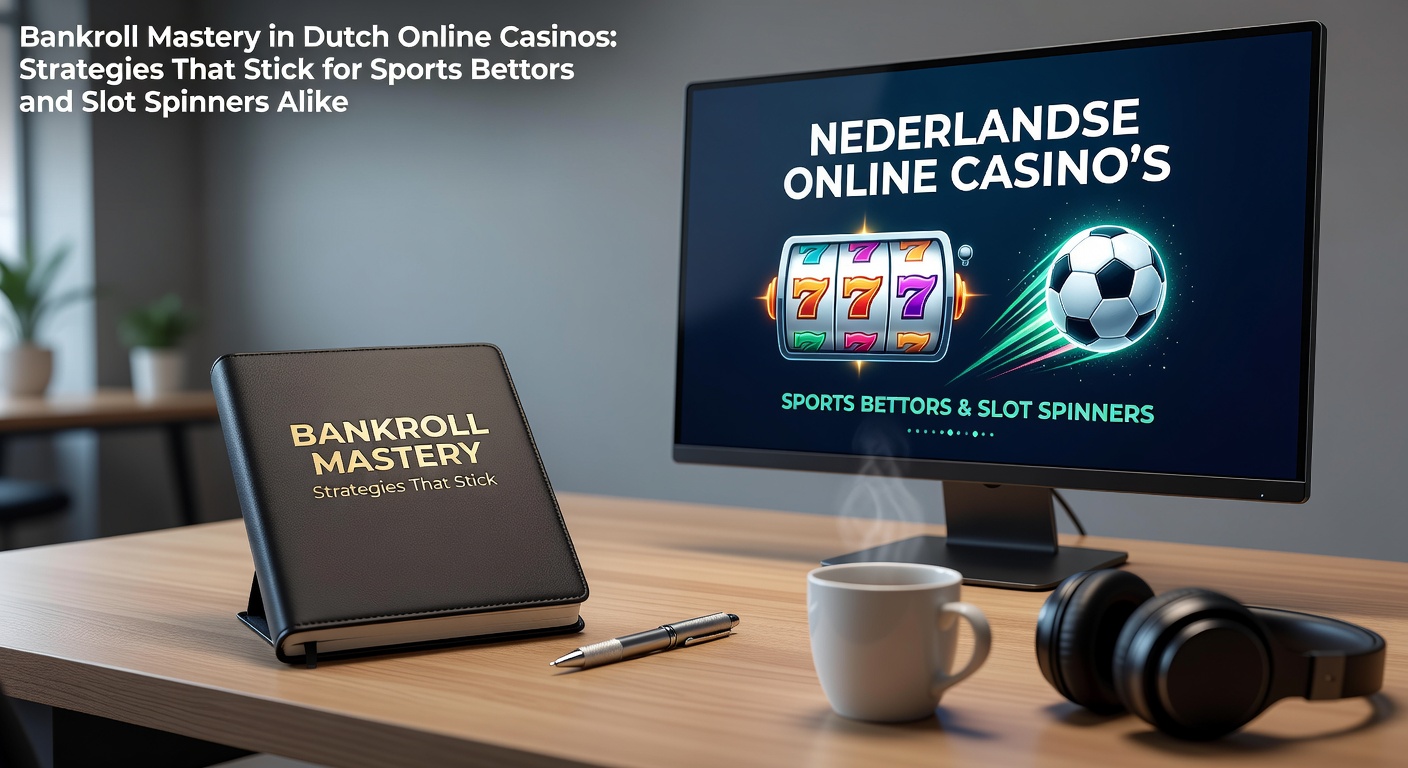 Een speler die strategisch zijn bankroll beheert aan een online casino interface met sportweddenschappen en slots zichtbaar