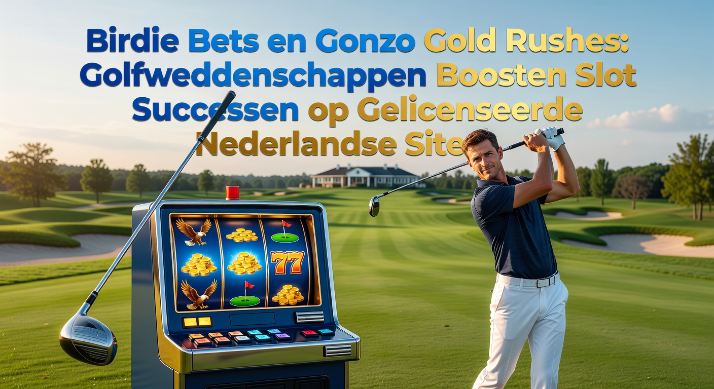 Golfspeler viert birdie terwijl slotrollen gouden symbolen tonen op een Nederlands casino-scherm