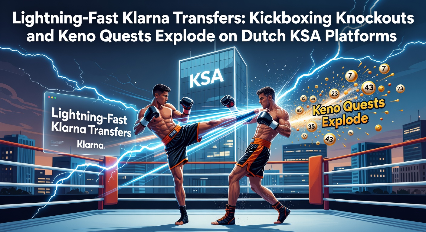 Schermafbeelding van een Klarna-transactie op een KSA-gelicenseerd platform met kickboksweddenschappen en keno-spellen in actie
