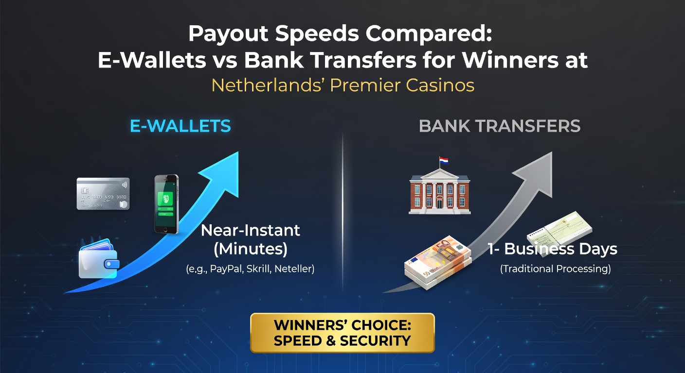 Grafiek met uitbetalingstijden van e-wallets en bankoverschrijvingen bij Nederlandse online casinos, gebaseerd op gemiddelde verwerkingstijden