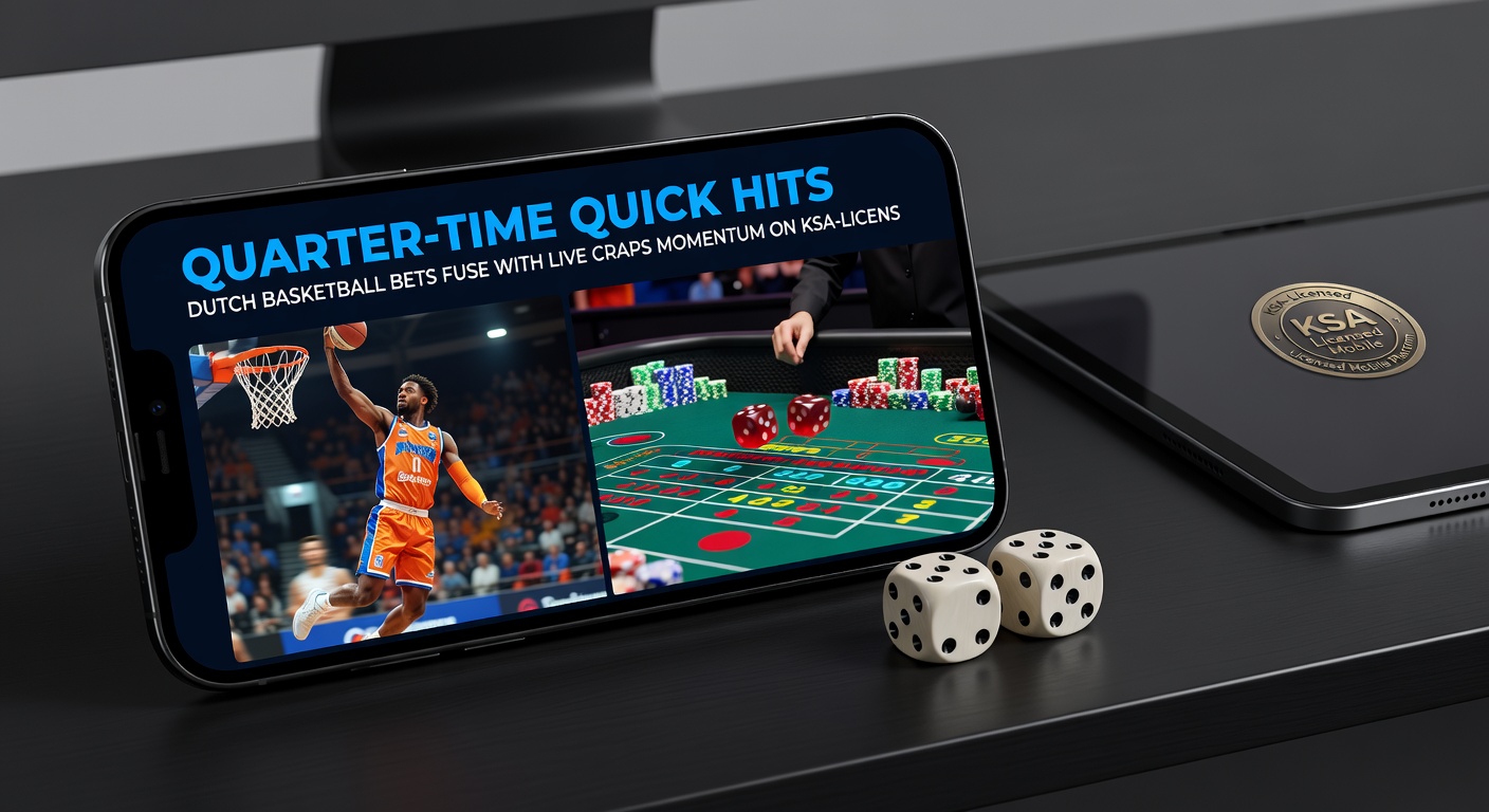 Live craps-tafel op mobiel met basketbal-scoreboard op de achtergrond, quarter-time bet opties zichtbaar