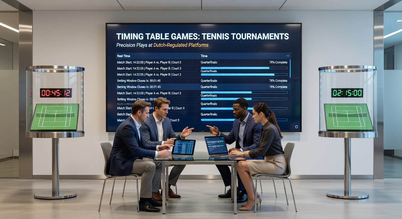 Tennisser serveert bal tijdens een intens toernooi, met overlay van een blackjacktafel op een Nederlands casino-platform