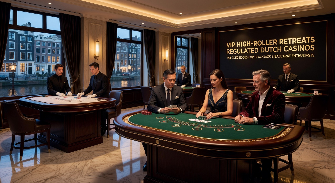 High-roller bij een baccarat-tafel tijdens een VIP retreat, met persoonlijke host en luxe entourage in een Nederlands casino